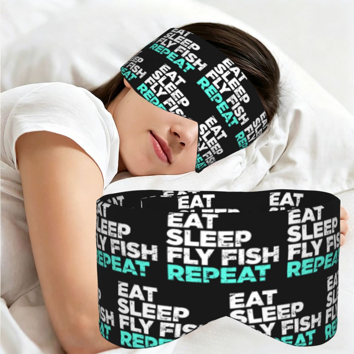 Fishing Light - Masque de sommeil graphique Eat Sleep