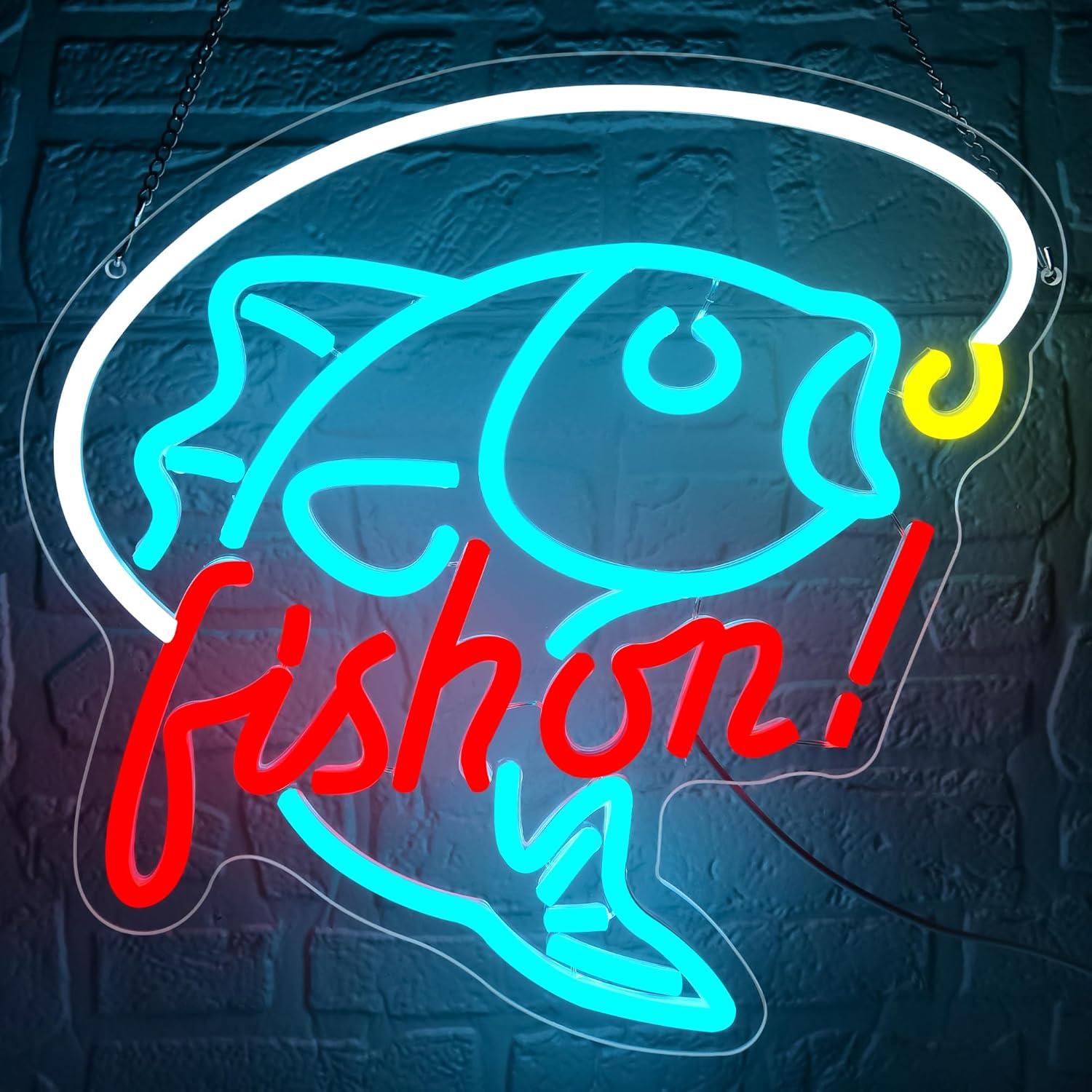 Fishing Light - Enseigne néon LED 'Fish On' et